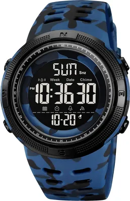 Imagen del producto de Reloj deportivo digital para hombre, resistente al agua hasta 50 metros, estilo militar, con alarma, cronómetro, indicador de fecha y hora (12/24 horas), pantalla LED, diseño de camuflaje. Ideal para personas mayores