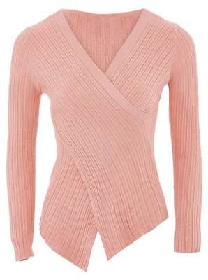 Image de Pull en tricot pour femmes AODA - rose, taille XS/S