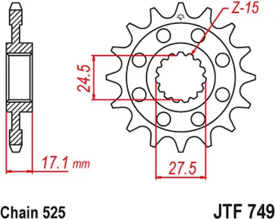 Produktbild von Jt Vorderes Ritzel 2249 14 Ducati Panigale 1199/1299 '12-'19 (224914Jt) (Chain.525)