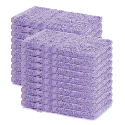 Zdjęcie produktu dla Zestaw 20 rękawic do mycia Lavea®, wymiar 15x21 cm – rękawice wykonane w 100% z bawełny, nadające się do prania – seria frotte Elena – lawenda