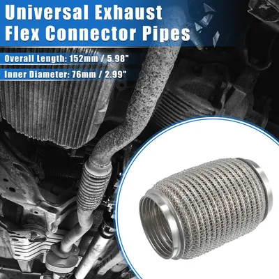 Image de Voiture Echappement Flexible Tuyau, 2.99"x5.98" Universel Inox Acier