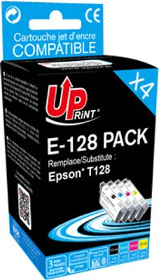 Produktbild von UPrint kompatible Tinte/Tinte zu C13T128, E-128 PACK, 1xschwarz/1xcyan/1xmagenta/1xygelb, 4x10ml