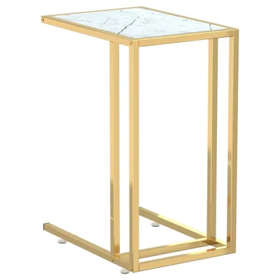 Produktbild von "WINTER SALE" Computer-Beistelltisch Weiß Marmor 50x35x65 cm Hartglas - für Wohnzimmer, Eingang NEU8083574