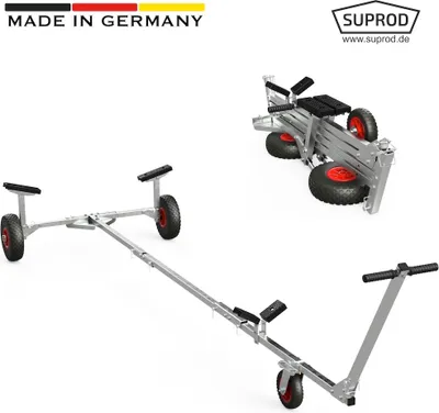 Zdjęcie produktu dla Uruchomienie wózka wózek na łódź hand trailer składany nadmuchiwany wózek do łodzi SUPROD TR260-L, PU, Ø 260 mm, czarny/czerwony