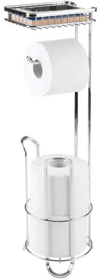 Produktbild von Toilettenpapierhalter Stand 3 Rollen silber ohne Bohren Klopapierständer mDesign