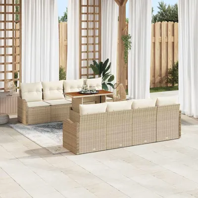 Produktbild von Maison Exclusive - Garten-Sofa-Set 9 stk. Beige Poly Rattan
