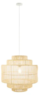 Produktbild von HOME DELUXE Hängeleuchte aus Rattan SIA - Weiß/Bambus | Hängeleuchte, Pendelleuchte, Rattanlampe