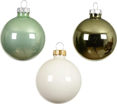 Produktbild von Weihnachtskugeln Glas 8cm 16 Stück - Grün / Weiß Mix