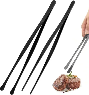 Produktbild von Gekartelte Küchenzangen multifunktional 25cm schwarz Edelstahl