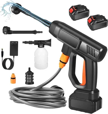 Akkuschrauber-Hochdruckreiniger, 6-in-1 Düse, 5 m Schlauch, 2x4000 mAh