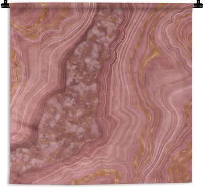 Produktbild von MuchoWow® Wandteppich Wandbehang Marmor - Gold - Linie 150x150 cm Tapisserie Dekoration Wandtuch - Wohnaccessoires - Modernes