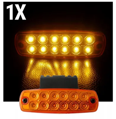 Image de Feu d'avertissement à 12 LED, lumière clignotante jaune/orange, avec support, étanche, 12 V-24 V