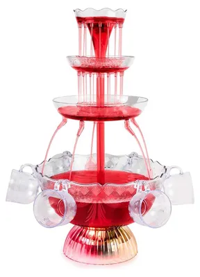 Produktbild von 3-stufiger LED-Partybrunnen mit 5 Bechern für Saft & Wein, ideal für Feiern