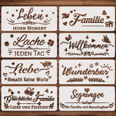 Schablonen-Set, 8 Motivations-Malvorlagen, 32x14 cm, PET