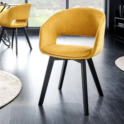 Produktbild von Design Stuhl DENMARK senfgelb schwarze Holzbeine