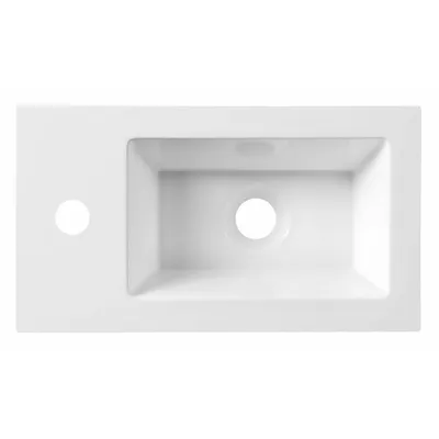 Immagine prodotto di Vetroceramica Aqualine - Lavabo per mobili 400x220 mm, senza sfioratore, foro per rubinetto, bianco LM420