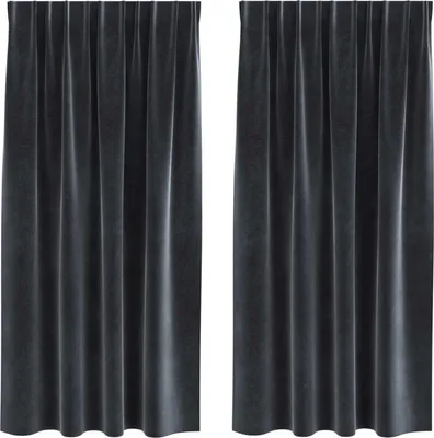 Image de vidaXL Rideaux occultants 2 pcs gris foncé 140 x 175 cm velours