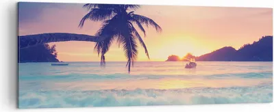 Produktbild von Bild auf Leinwand - Leinwandbild - Meer Strand Palme - 140x50cm - Wand Bild - Wanddeko - Wandbilder - Leinwanddruck - Bilder - Kunstdruck - Wanddekoration - Leinwand bilder - Wandkunst - AB140x50-3992