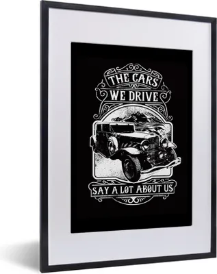 Produktbild von MuchoWow® MuchoWow® Gerahmtes Poster Mancave - Auto - Retro - Zitat 30x40 cm - Poster mit zchwarzem Bilderrahmen - Wandposter Schlafzimmer