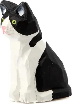 Produktbild von Wudimals - 40623 - Bauernhoftiere, Katze, Holz, handgeschnitzt, handbemalt, 5,1cm x 3,8cm
