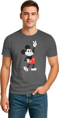 Produktbild von Disney Mickey Mouse T-Shirt für Männer Herren Oberteil Shirt kurzärmlig Hemd Grau M