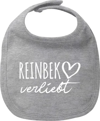 Produktbild von Huuraa Baby Lätzchen Reinbek verliebt Heather Grey Klettverschluss  Baumwolle Latz Geschenkidee