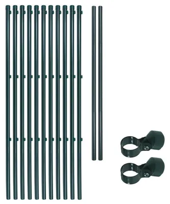 Produktbild von Zaunpfosten Zaunpfahl 11x Pfosten Set 2,35 m für Gartenzaun 34 mm Grün RAL 6005
