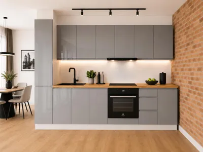 Produktbild von Küchenzeile 280 cm Küchenblock Einbauküche ohne Arbeitsplatte, LETANO Luki 8 Grau Hochglanz mit Soft-Close