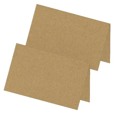 Produktbild von itenga 24x Tischkarten Neutral Braun Kraftpapierstruktur Blanko zum Aufstellen