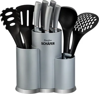 Produktbild von Schäfer 10-tlg. Messerblock inkl. Küchenhelfer SCHÄFER Metallic Silber 12296