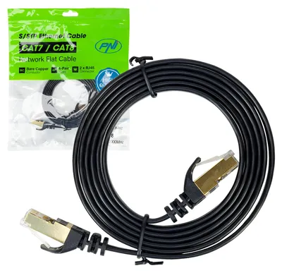 Produktbild von Flaches Netzwerkkabel S/STP CAT7 PNI U7015B, Patch, 2 x RJ45, 4 Adernpaare, 32AWG, Kupfer, 10 Gbit/s, 600 MHz, 1,5 m, schwarz