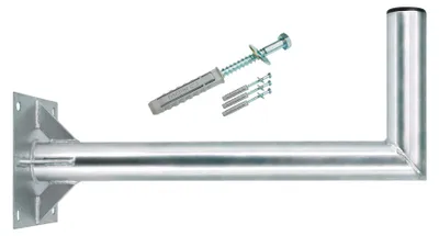 Produktbild von PremiumX 60cm Ø 60mm Wandhalter Stahl SAT Halter mit Verstrebung Schraubensatz