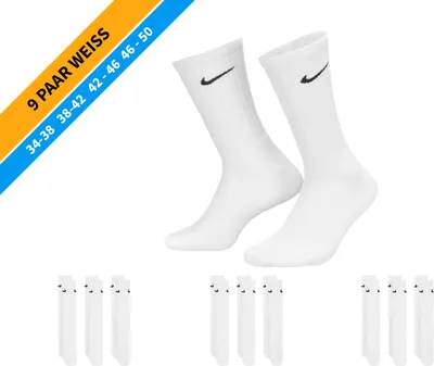 Produktbild von NIKE Socken - Farbe: 9 Paar Weiß Tennis Socken - Größe: 46-50