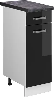 Produktbild von Küchenunterschrank Vicco R-Line Schwarz Hochglanz 30 cm , AP Anthrazit, Model 46028