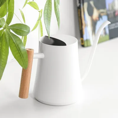 Produktbild von Gießkanne für Zimmerpflanzen, kleine Gießkanne für Zimmerpflanzen, Gartenblumen, Gießkanne mit langem Ausguss zum Gießen von Außenpflanzen, weiß