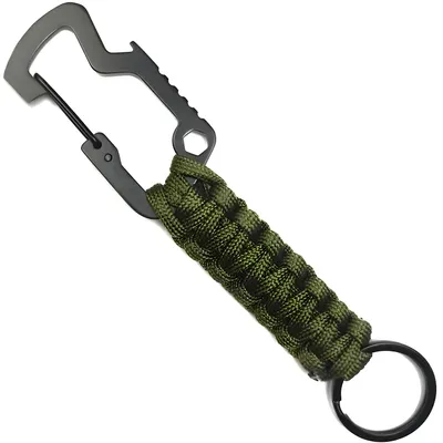 Produktbild von Multifunktionaler Survival-Karabiner mit Paracord in Grün für Outdoor-Aktivitäten KP41562