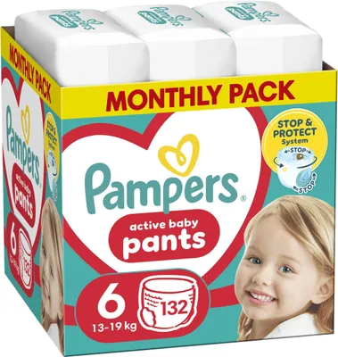 Image de Pampers Pants Barres de couches taille 6, 132 pièces, 14kg-19kg, avec fonction anti-fuite Stop & Protect à l'arrière