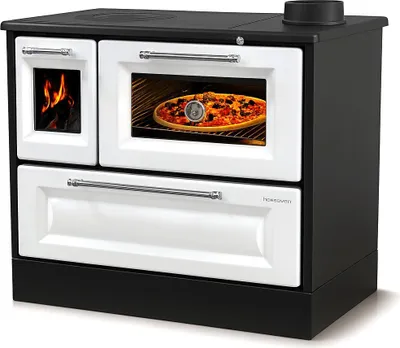 Produktbild von Kaminofen mit Backfach und Herdplatte 4012 Weiß Holzofen 8 kW Holz Ofen Mehrfachbelegung Kamin Heizofen Küchenherd
