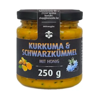 Produktbild von Kurkuma Schwarzkümmel mit Honig -würzig & bitterer Honigsüßer Aufstrich mit natürlichen gewürzen | 250g perfekt zum verschenken & genießen