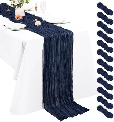 Zdjęcie produktu dla Niebieski obrus w stylu boho, 55 x 300 cm