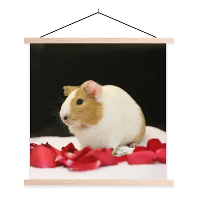 Produktbild von MuchoWow® Textilposter Liebes Meerschweinchen 40x40 cm mit holzfarbenen Rahmen - Posterleiste