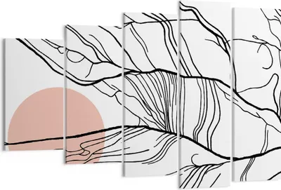 Produktbild von Bild auf Leinwand - Leinwandbild - 5 Teile - Abstraktion Linien Sonne - 150x100cm - Wand Bild - Wanddeko - Wandbilder - Leinwanddruck - Bilder - Wanddekoration - Leinwand bilder - EG150x100-4770