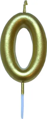 Produktbild von Tortenkerze, Zahlenkerze "0" Gold mit Halter für Geburtstagstorte, Jubiläum, Hochzeit