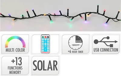 Obrázek produktu pro Solární girlanda s dobíjecí baterií a 768 barevnými LED diodami