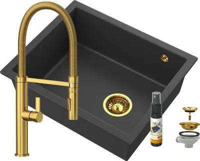 Immagine prodotto di Granitan | Lavello in granito Salix - Nero - Alta qualità - Sottopiano - Design minimalista