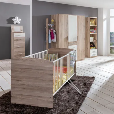 Produktbild von Babyzimmer komplett Set JOHANNESBURG-43 in Eiche Nb. mit weiß