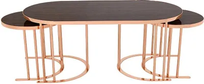 Productafbeelding van Set van 3 bruine salontafels, bijzettafels, design woonkamer tafels
