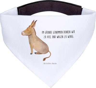 Produktbild von Mr. & Mrs. Panda Tuch Esel - Weiß - Geschenk, Hundehalstuch, Hunde Halstuch, Lustige Sprüche, Ziel, Hund, Zuversicht, Tapferkeit, Hunde-Halstuch, Erfolg, Mut
