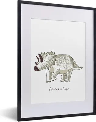 Produktbild von MuchoWow® Gerahmtes Poster Kinderzimmer - Triceratops - Dinosaurier - Junge - Mädchen - Kind 30x40 cm - Poster mit Schwarzem Bilderrahmen Wandposter Rahmen Foto Bilder - Wandposter Schlafzimmer