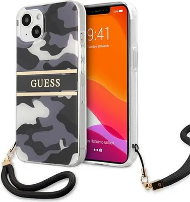 Produktbild von Guess Guhcp13Skcabbk Iphone 13 Mini 5.4 Schwarz/Schwarz Hardcase Camo Strap Kollektion